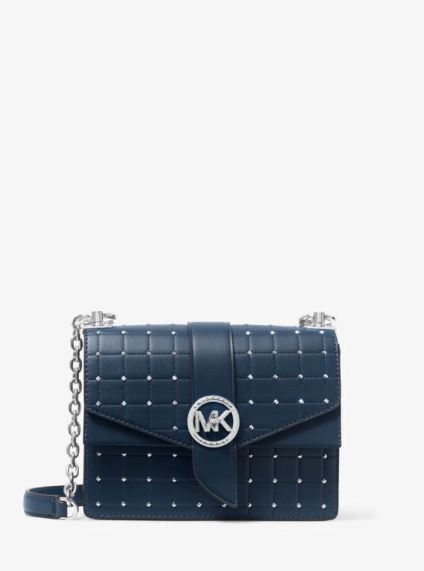 Damske Spojková Taška Michael Kors Greenwich Small Studded Quilted Faux Leather Námornícka Modrá - Kabelky Michael Kors Obchod | KSJCL-0423